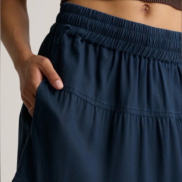 Quince Dark Blue Tiered Tencel Maxi Skirt - Picture 2 of 7